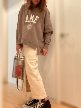 「アイテム（デニムスカート、ホワイト系）」を使った、mee☆さん（レディース・160cm）の春コーディネート