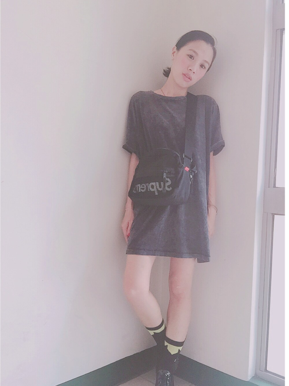 「Ne-netのアイテム（レッグウェア、ブラック系）」を使った、ミミ©さん（レディース・148cm）の夏コーディネートの1枚目の写真