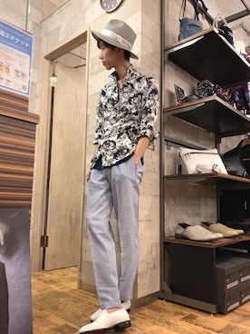 「TORNADO MART（トルネードマート）のアイテム（帽子）」を使った、kaneyasu047さん（メンズ・171cm）の夏コーディネート