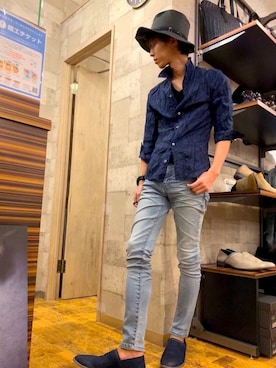 「TORNADO MART（トルネードマート）のアイテム（帽子）」を使った、kaneyasu047さん（メンズ・171cm）の夏コーディネート