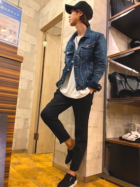 「TORNADO MART（トルネードマート）のアイテム（帽子）」を使った、kaneyasu047さん（メンズ・171cm）の秋コーディネート