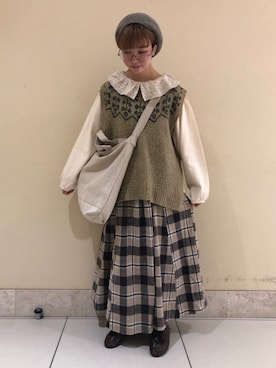 「TSUHARU by Samansa Mos2（ツハルバイサマンサモスモス）のアイテム（帽子）」を使った、m u r a t aさん（レディース・154cm）の冬コーディネート