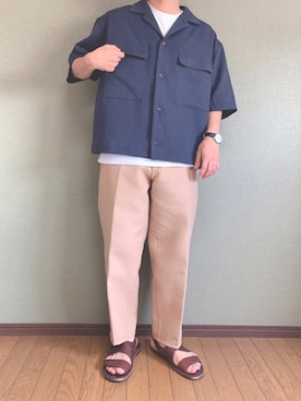 「417 EDIFICE（フォーワンセブンエディフィス）のアイテム（サンダル）」を使った、ふみさん（メンズ・166cm）の春コーディネート
