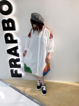 「FRAPBOIS（フラボア）のアイテム（帽子）」を使った、MATSUKOさん（レディース・152cm）の夏コーディネート
