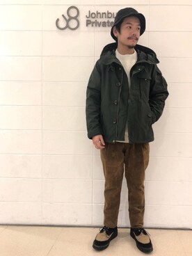 「Johnbull Private labo（ジョンブルプライベートラボ）のアイテム（マウンテンパーカー）」を使った、あきよさん（メンズ・163cm）の秋コーディネート