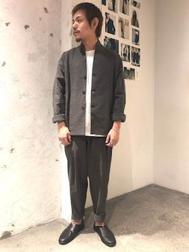 「アイテム（スリッポン）」を使った、あきよさん（メンズ・163cm・20代）の春コーディネート