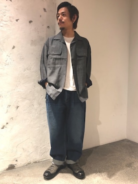 「Johnbull Private labo（ジョンブルプライベートラボ）のアイテム（Tシャツ/カットソー）」を使った、あきよさん（メンズ・163cm）の夏コーディネート