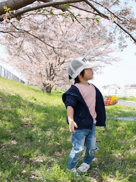 「花見」｜「アイテム（その他）」を使った、*そうまりこ*さん（キッズ・90cm）の春コーディネート