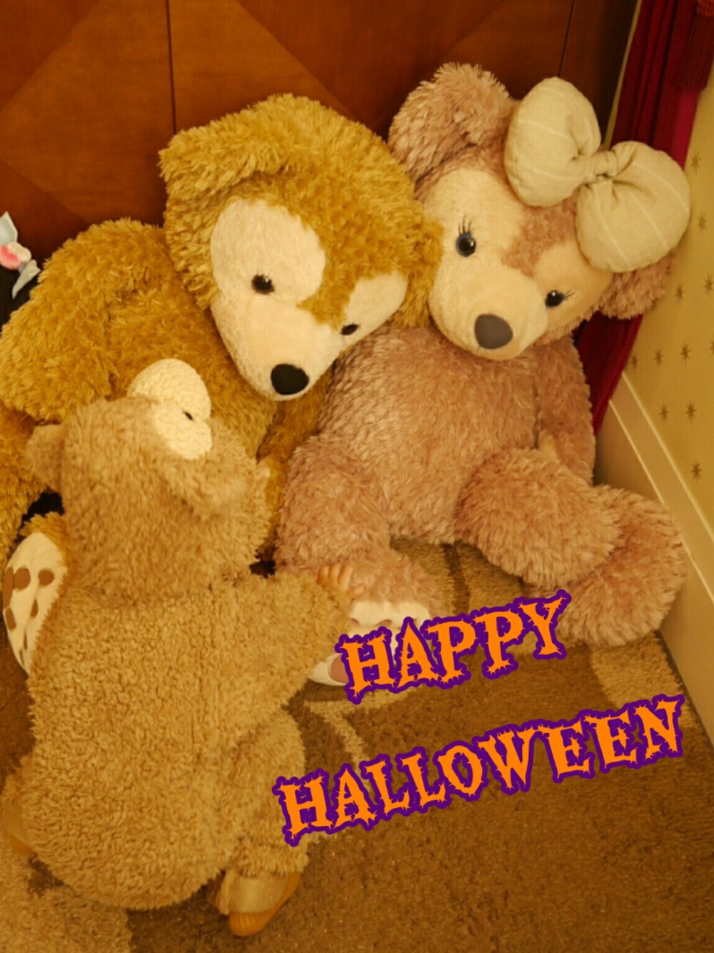 「wearhalloween2018、ダッフィー、Duffy、ハロウィン、ディズニーハロウィン、TDL、TDS、着ぐるみ、仮装、去年の思い出たちペタリ」｜「Handmadeのアイテム（オールインワン・サロペット、ブラウン系）」を使った、*そうまりこ*さん（キッズ・90cm）の秋コーディネートの1枚目の写真
