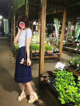 「Supreme.La.La.（シュープリームララ）のアイテム（スニーカー）」を使った、kumata さん（レディース・166cm）の夏コーディネート