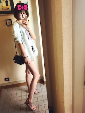 「NINE（ナイン）のアイテム（Tシャツ/カットソー、ホワイト系）」を使った、kumata さん（レディース・166cm）の夏コーディネート