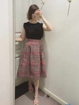 「FRAY I.D（フレイアイディー）のアイテム（Tシャツ/カットソー、ブラック系）」を使った、kumata さん（レディース・166cm）の夏コーディネート