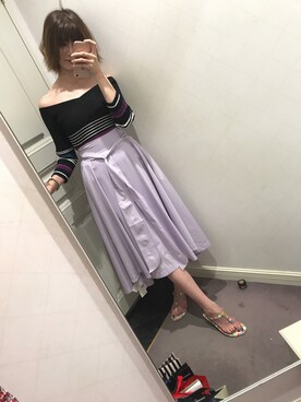 「FRAY I.D（フレイアイディー）のアイテム（ニット/セーター、ブラック系）」を使った、kumata さん（レディース・166cm）の夏コーディネート