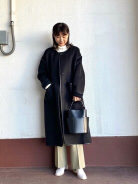 「SENSE OF PLACE by URBAN RESEARCH（センスオブプレイスバイアーバンリサーチ）のアイテム（ノーカラージャケット）」を使った、mamicoさん（レディース・164cm）の冬コーディネート