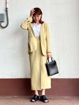 「SENSE OF PLACE by URBAN RESEARCH（センスオブプレイスバイアーバンリサーチ）のアイテム（ノーカラージャケット）」を使った、mamicoさん（レディース・164cm）の春コーディネート