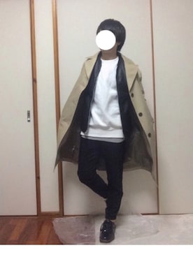 「オーバーコート」｜「アイテム（ライダースジャケット）」を使った、ケイさん（メンズ・163cm）の冬コーディネート