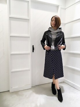 「Banner Barrett（バナーバレット）のアイテム（ライダースジャケット）」を使った、NRKさん（レディース・159cm）の秋コーディネート