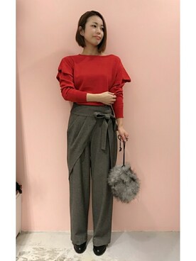 「アイテム（クラッチバッグ、グレー系）」を使った、NRKさん（レディース・159cm）の秋コーディネート