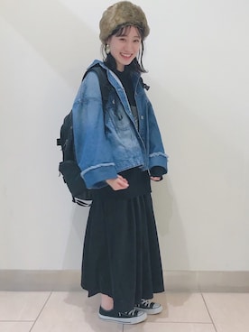 「JEANASIS（ジーナシス）のアイテム（デニムジャケット）」を使った、mireiさん（レディース・158cm）の秋コーディネート