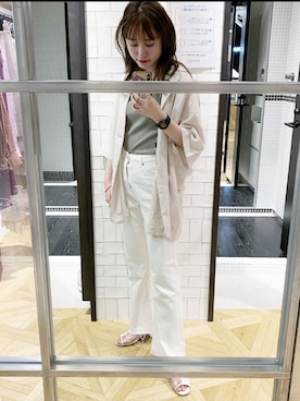 「クリアサンダル」｜「アイテム（その他アウター）」を使った、mireiさん（レディース・158cm）の春コーディネート