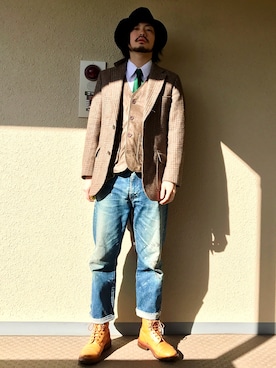 「スリーピース」｜「アイテム（その他）」を使った、しろくろさん（メンズ・170cm）の秋コーディネート