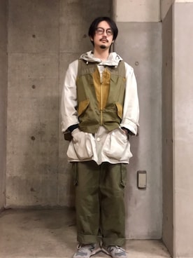 「アイテム（ベスト）」を使った、しろくろさん（メンズ・170cm）の冬コーディネート
