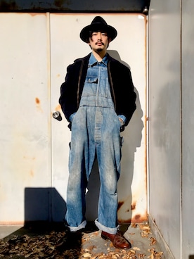 「アイテム（オールインワン・サロペット）」を使った、しろくろさん（メンズ・170cm）の冬コーディネート