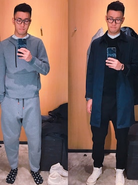 「ZARA（ザラ）のアイテム（ピーコート）」を使った、Keith Wongさん（メンズ・180cm）の冬コーディネート