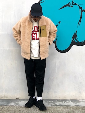 「ボアフリース」｜「アイテム（ブルゾン）」を使った、KOTAさん（メンズ・173cm）の冬コーディネート