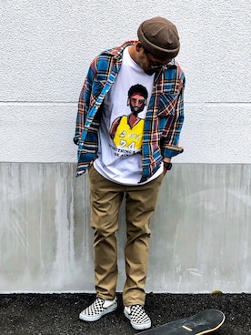 「EDWIN」｜「アイテム（ニットキャップ/ビーニー）」を使った、KOTAさん（メンズ・173cm）の春コーディネート
