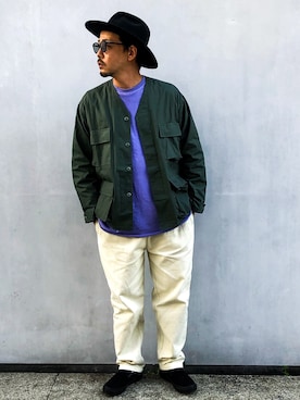 「スリッポン」｜「アイテム（ノーカラージャケット）」を使った、KOTAさん（メンズ・173cm）の春コーディネート