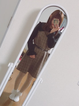 「RETRO GIRL（レトロガール）のアイテム（ジャンパースカート）」を使った、safariさん（レディース・158cm）の冬コーディネート