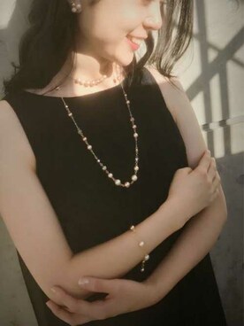 「アイテム（ネックレス、ピンク系）」を使った、Plus Vendome STAFFさん（レディース・165cm）の春コーディネート