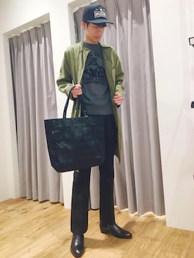 「コラボレーション」｜「アイテム（チェスターコート）」を使った、Tatsuさん（メンズ・180cm）の冬コーディネート