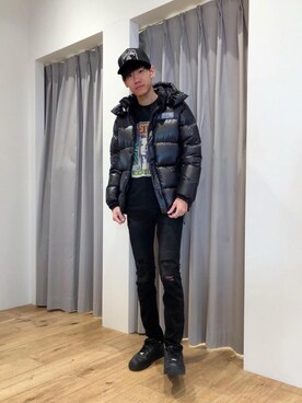 「HYSTERIC GLAMOUR（ヒステリックグラマー）のHYS WHISKY柄 刺繍キャップ（キャップ）」を使った、Tatsuさん（メンズ・180cm）の冬コーディネート