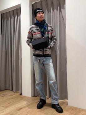 「HYSTERIC GLAMOUR（ヒステリックグラマー）のアイテム（バンダナ/スカーフ）」を使った、Tatsuさん（メンズ・180cm）の冬コーディネート
