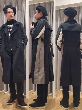 「HYSTERIC GLAMOUR（ヒステリックグラマー）のアイテム（トレンチコート）」を使った、Tatsuさん（メンズ・180cm）の冬コーディネート