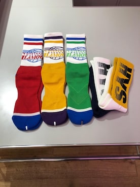 「アイテム（ソックス/靴下、グリーン系）」を使った、Tatsuさん（メンズ・180cm）の冬コーディネート