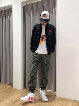 「コラボレーション」｜「アイテム（ブルゾン）」を使った、Tatsuさん（メンズ・180cm）の冬コーディネート
