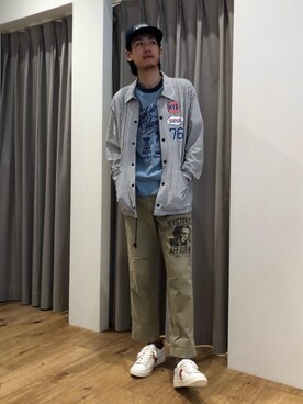 「HYSTERIC GLAMOUR（ヒステリックグラマー）のHYS WHISKY柄 刺繍キャップ（キャップ）」を使った、Tatsuさん（メンズ・180cm）の春コーディネート