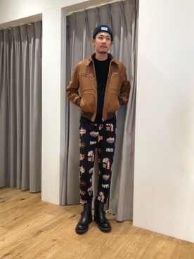 「ロックコーデ」｜「アイテム（ブルゾン）」を使った、Tatsuさん（メンズ・180cm）の秋コーディネート
