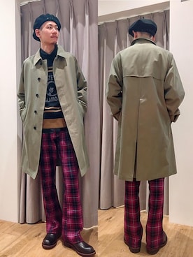 「70'sコーデ」｜「アイテム（ハンチング/ベレー帽）」を使った、Tatsuさん（メンズ・180cm）の秋コーディネート