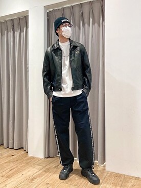 「コラボレーション」｜「アイテム（その他アウター）」を使った、Tatsuさん（メンズ・180cm）の冬コーディネート