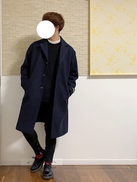 「SENSE OF PLACE by URBAN RESEARCH（センスオブプレイスバイアーバンリサーチ）のアイテム（チェスターコート）」を使った、タツさん（メンズ・168cm）の冬コーディネート