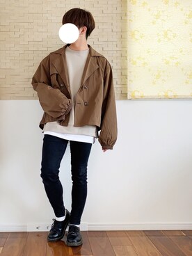 「ZIP FIVE（ジップファイブ）のアイテム（トレンチコート）」を使った、タツさん（メンズ・168cm）の冬コーディネート