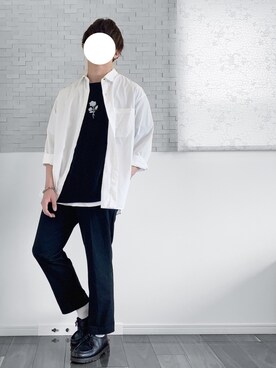 「UNIQLO（ユニクロ）のMEN イージースマートスタイルパンツ（ウールライク）（その他パンツ）」を使った、タツさん（メンズ・168cm）の夏コーディネート