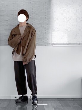 「ZIP FIVE（ジップファイブ）のアイテム（トレンチコート）」を使った、タツさん（メンズ・168cm）の秋コーディネート