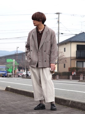 「remer（リメール）のアイテム（テーラードジャケット）」を使った、タツさん（メンズ・168cm）の冬コーディネート