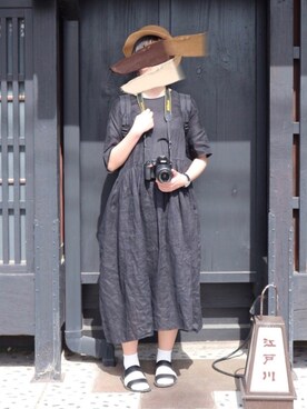 「カンカン帽」｜「アイテム（アナログ腕時計）」を使った、n さん（レディース・161cm）の春コーディネート