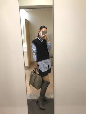 「MARC JACOBS（マークジェイコブス）のアイテム（トートバッグ）」を使った、Ayaneさん（レディース・159cm）の秋コーディネート